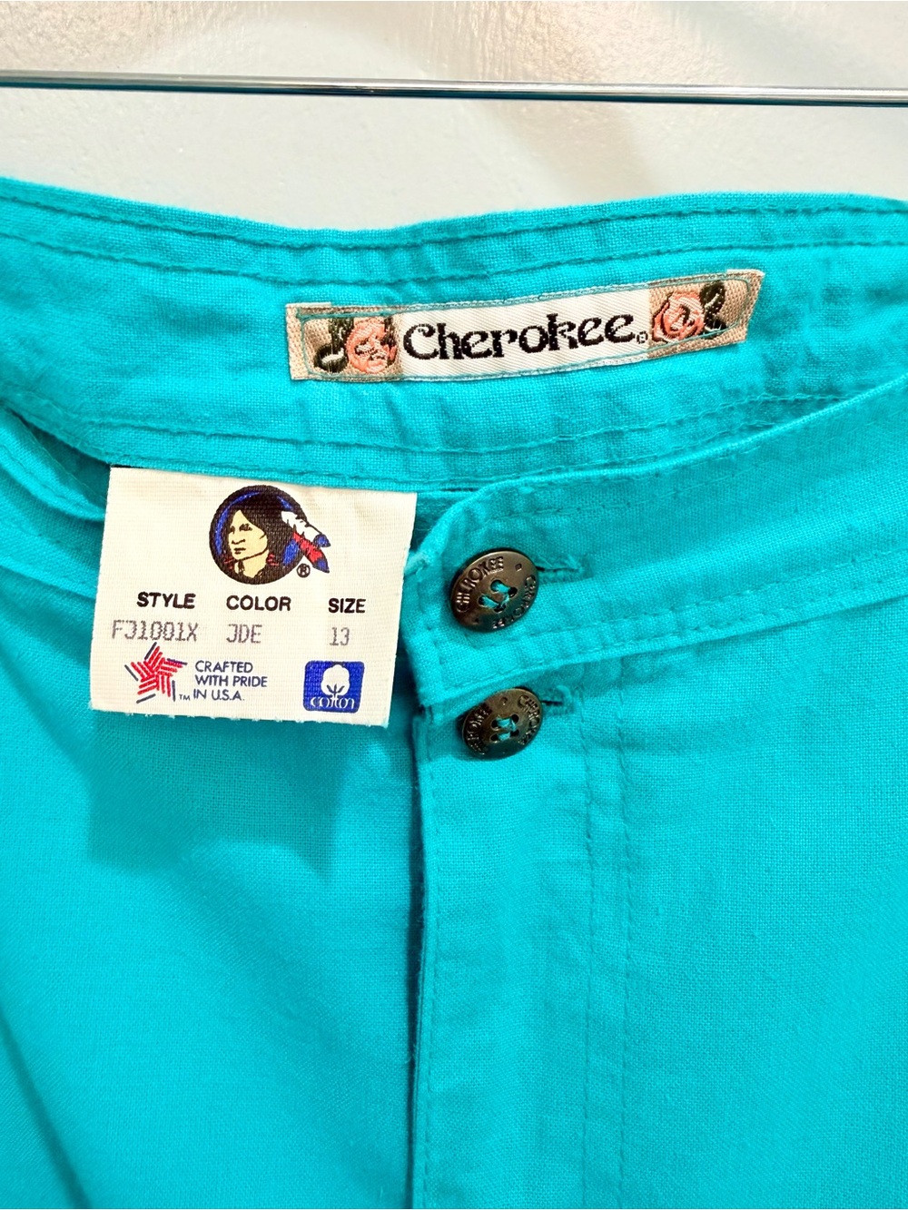 Vintage 80s Cherokee High Waist Pleated Tapered Pants Turquoise Aqua Sz 13 USA - Picture 9 of 14